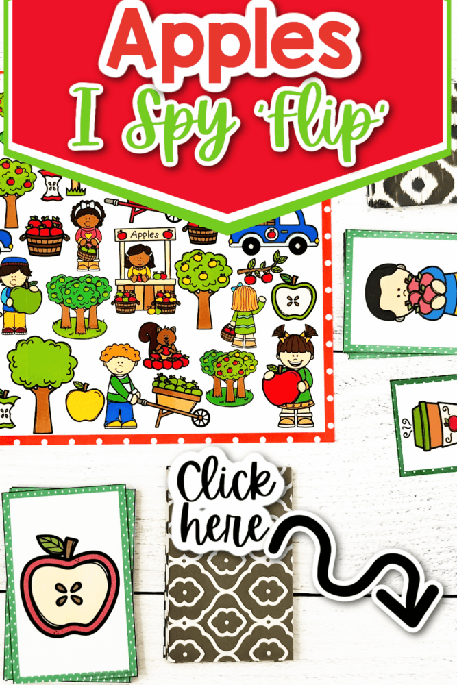 printable i spy game with an apple theme.
