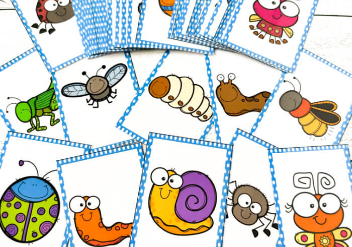 i spy colored bug cards for the flip board game