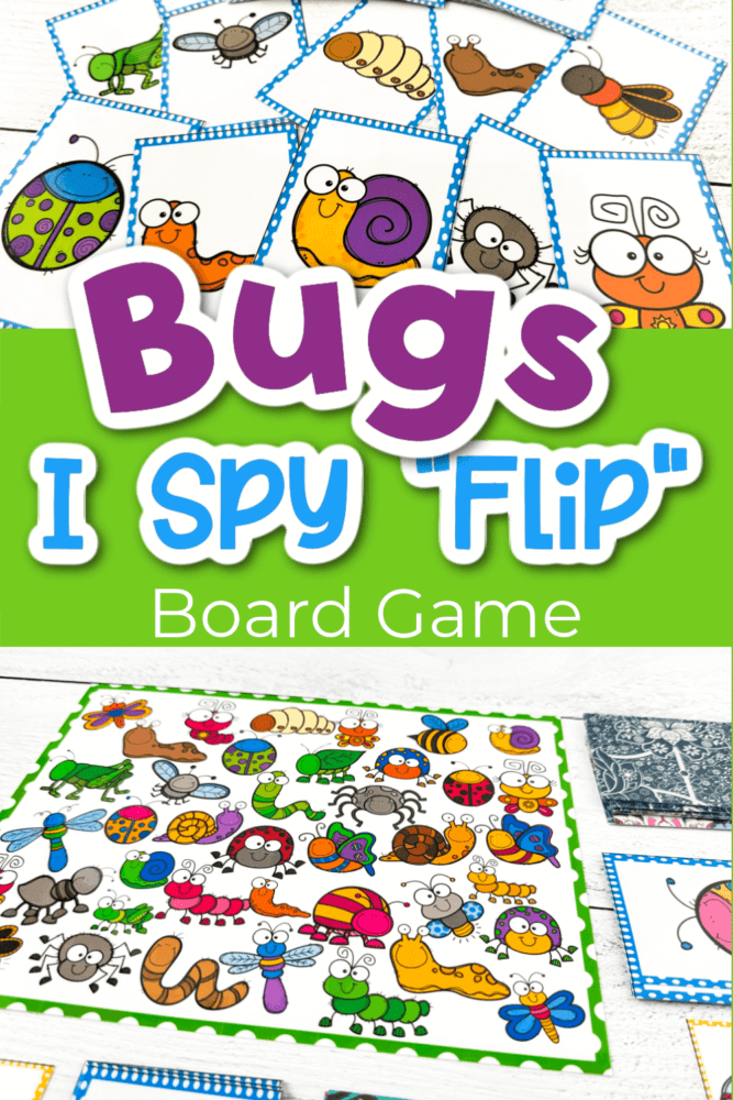 photo collage showing a bugs and insects printable i spy game.