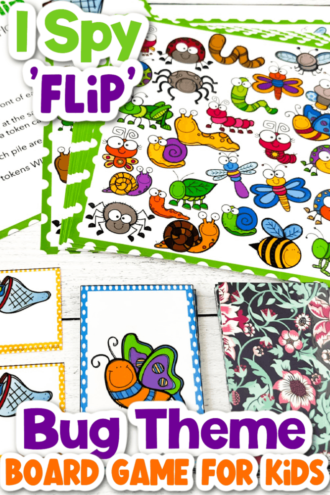 bug theme i spy flip board game with i spy picture cards