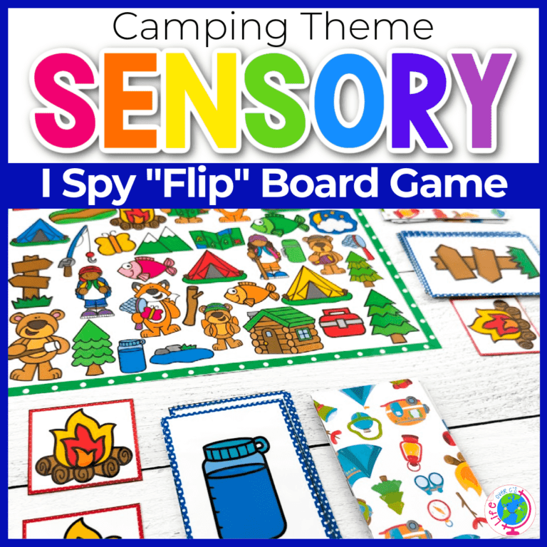 camping theme printable i spy game for visual discrimination practice.