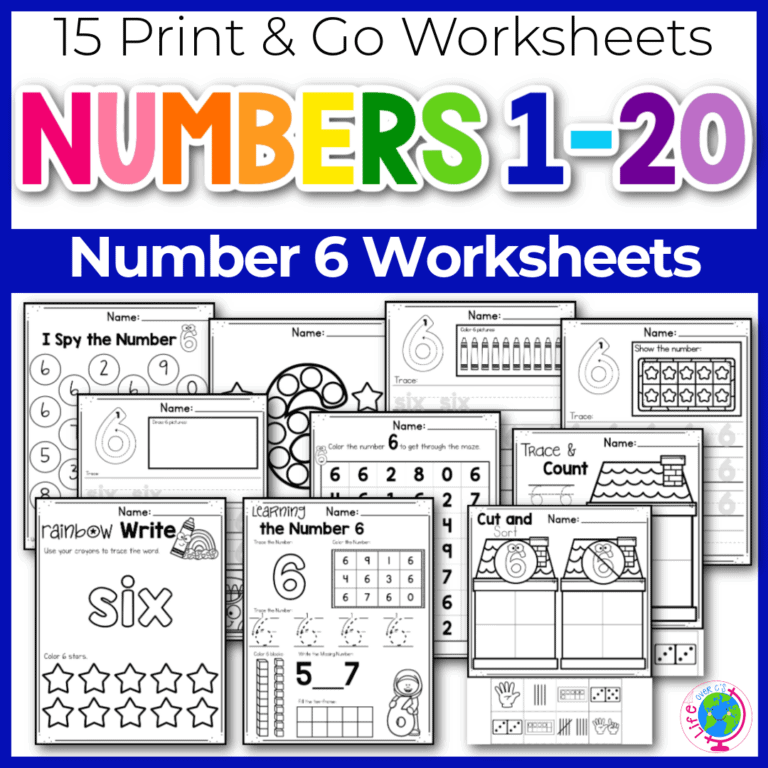 free printable number 6 worksheets for kindergarten