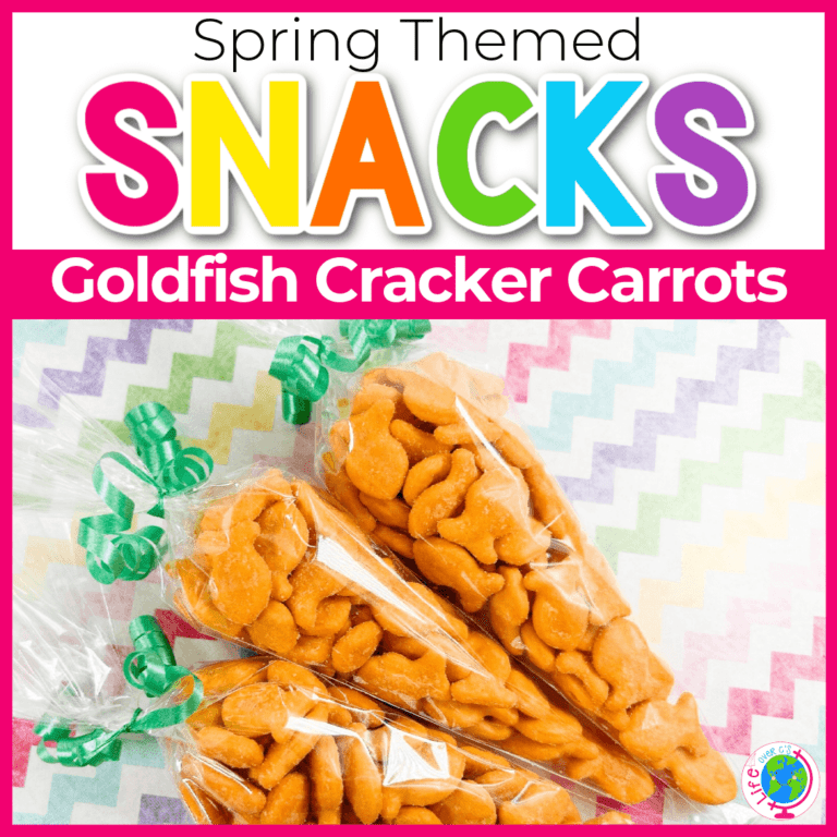 carrot shaped treat bags filled with goldfish crackers