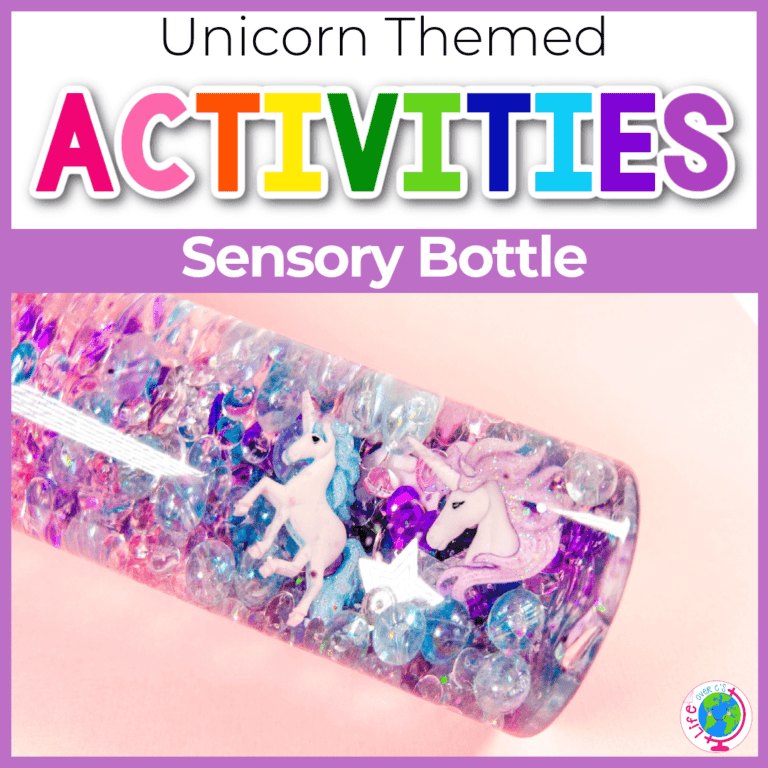 unicorn homemade sensory bottle for kids.