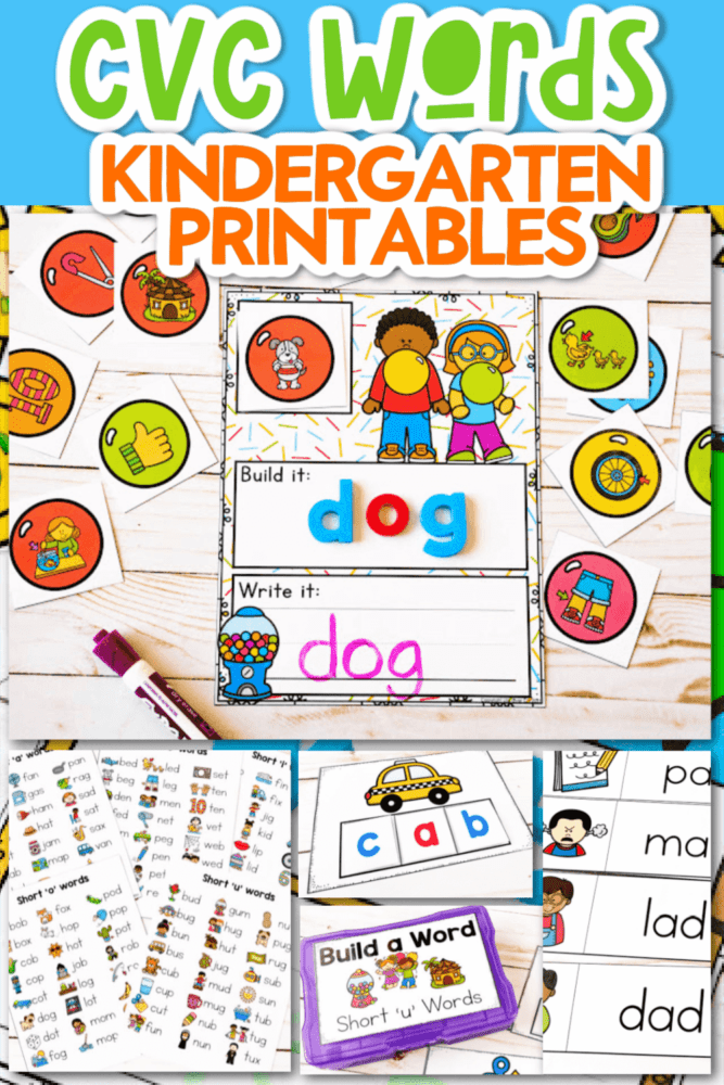 cvc words kindergarten printables