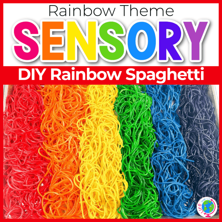 diy rainbow spaghetti messy play sensory activity for kids