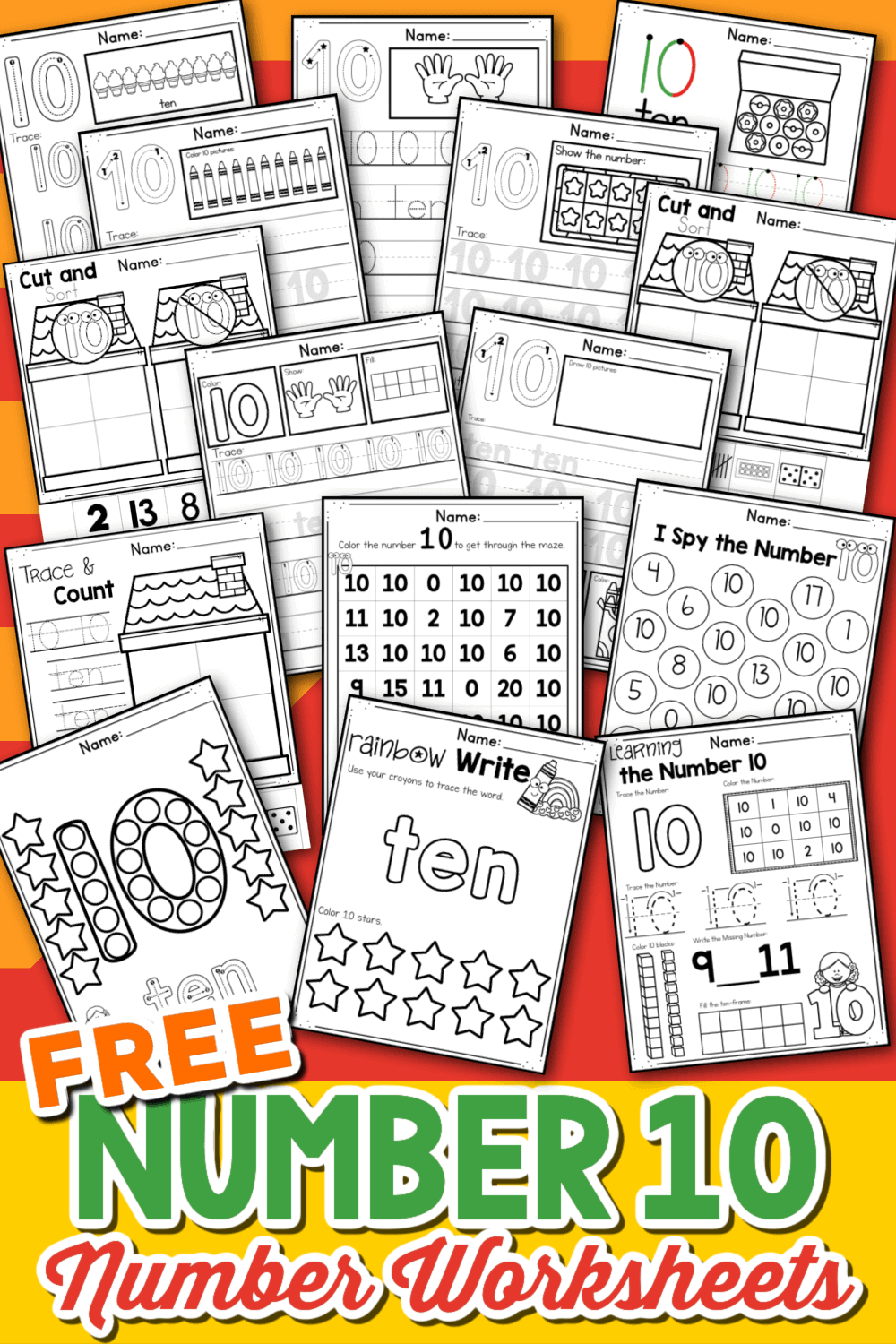 Free Printable Number 10 Worksheets