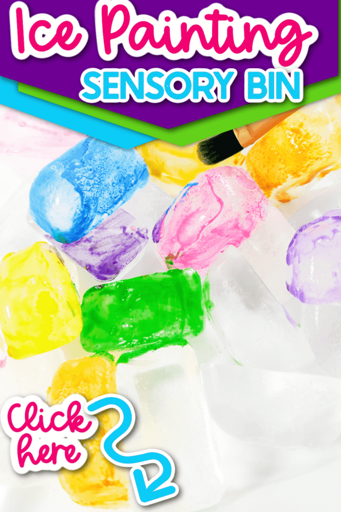 ice painting process art sensory bin for summer.
