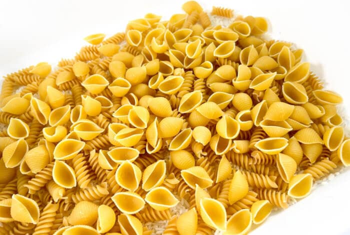 shell and spiral pasta added to the spring sesnroy bin.