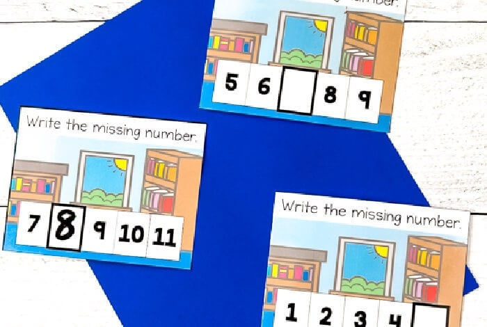 write the missing number in the sequence with a dry erase marker.