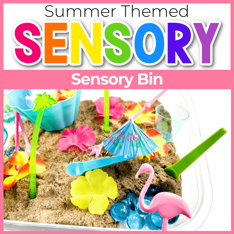 how to make a summer preschool sensory bin.