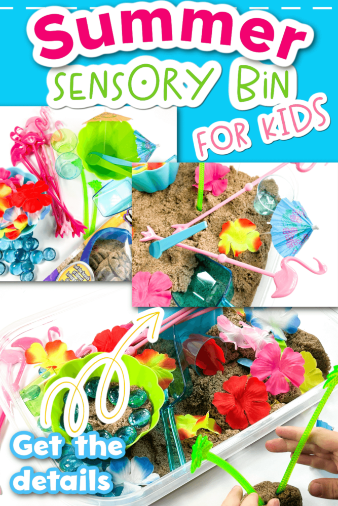 diy summer theme sensory bin for kids.