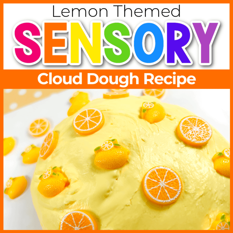 lemon-themed diy cloud dough recipe.