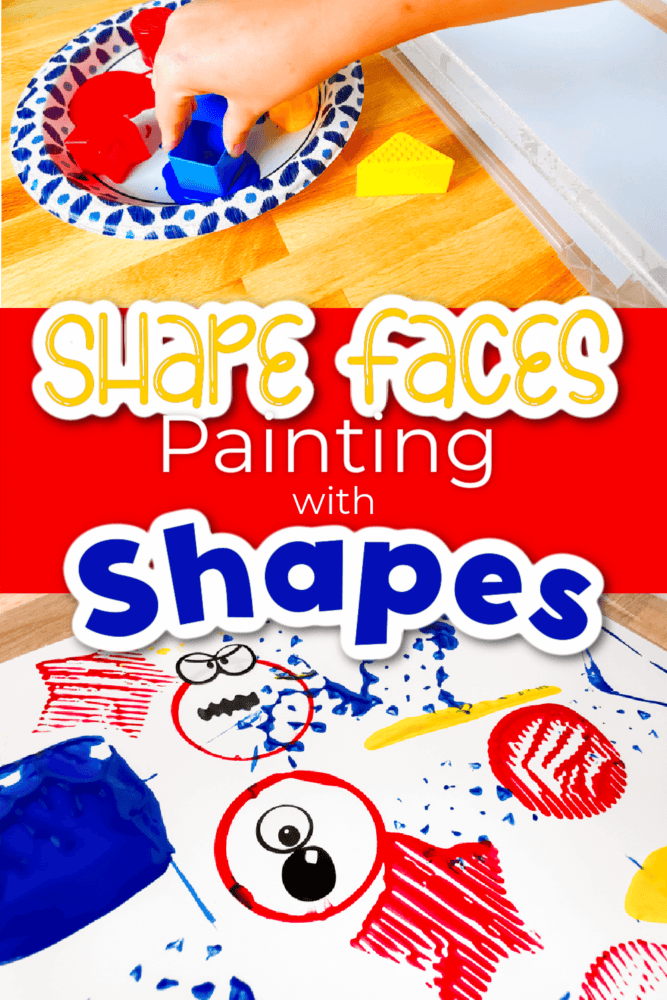Creative 2D Shape Painting for Preschoolers 6 two photos of a shape painting for preschoolers.