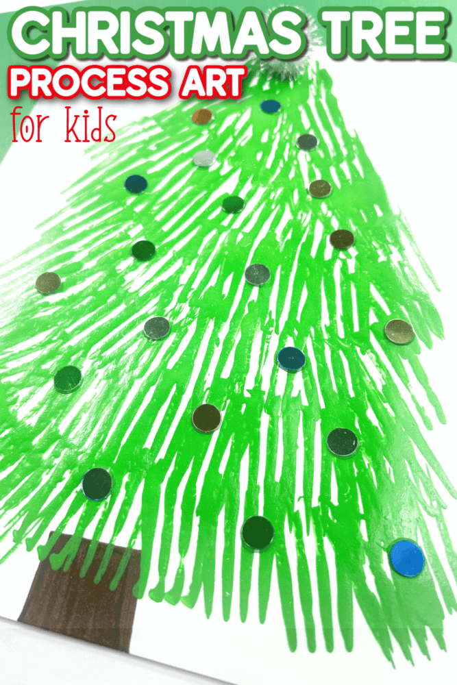 green fork painting christmas tree process art for kids