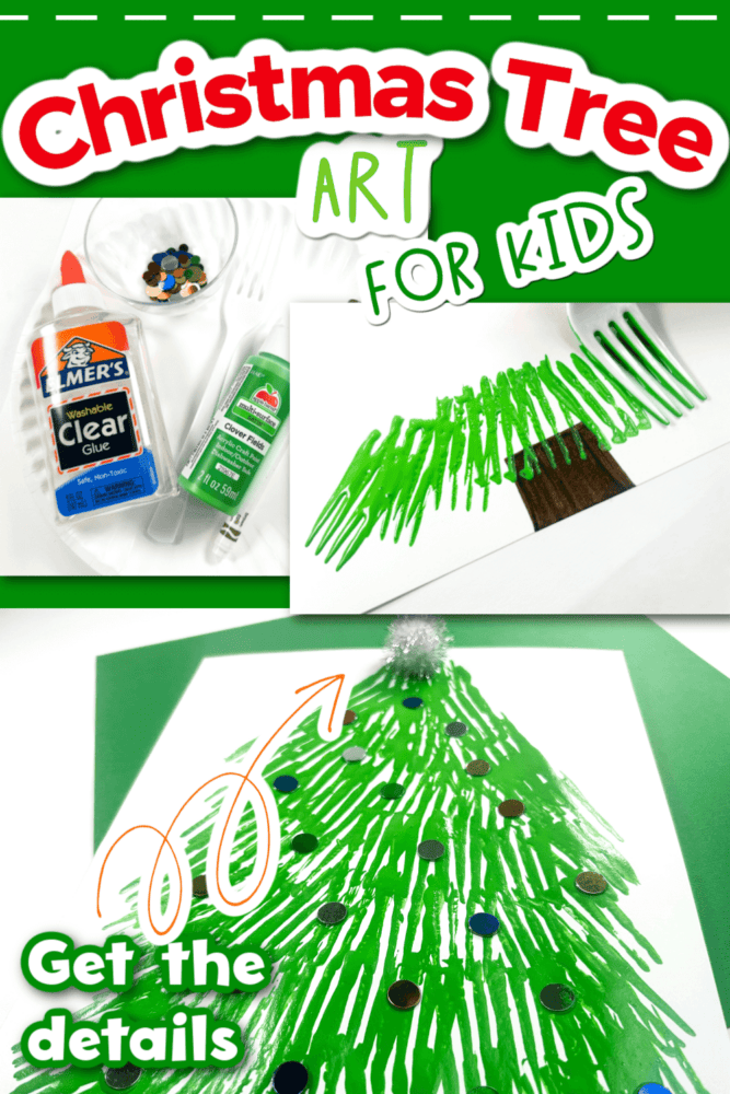 green christmas tree fork painting christmas art for kids