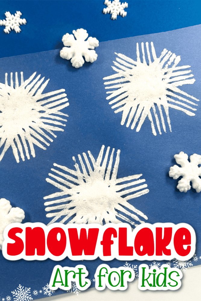 how to make a snowflake painting using a plastic fork.