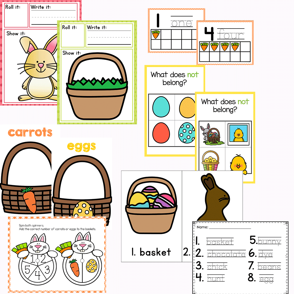 easter preschool math and literacy activities