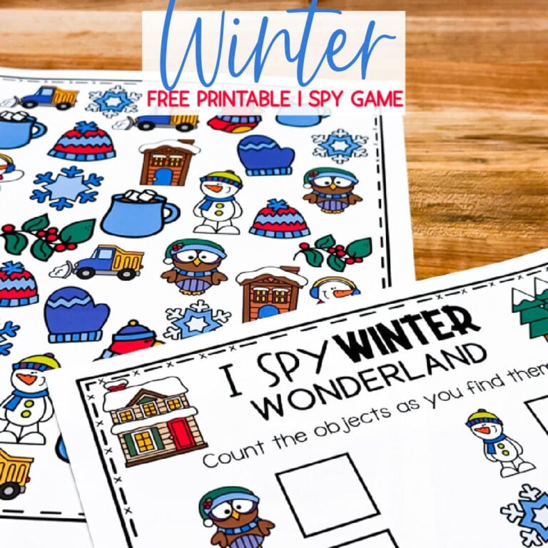 image showing a free printable winter i spy game for kids.