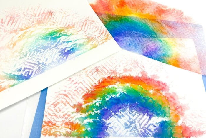 Magic Rainbow Science Experiment for Kids 20 photo showing the finished rainbow stem art project.