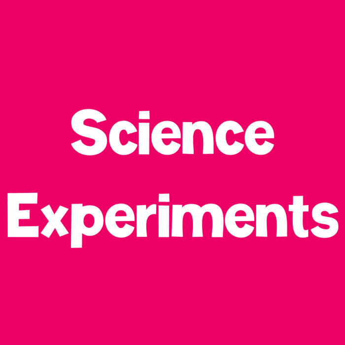 pink square icon text says [science experiments]