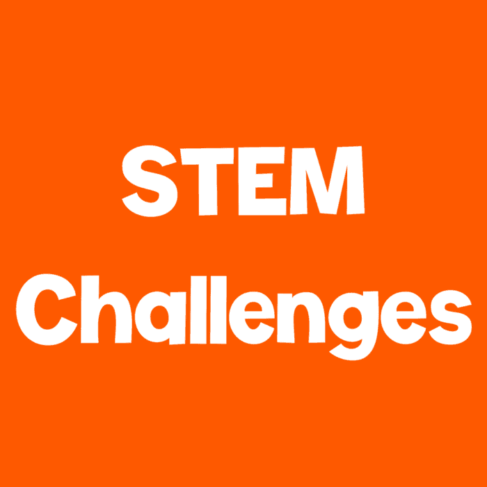 dark orange square icon text says [stem challenges]