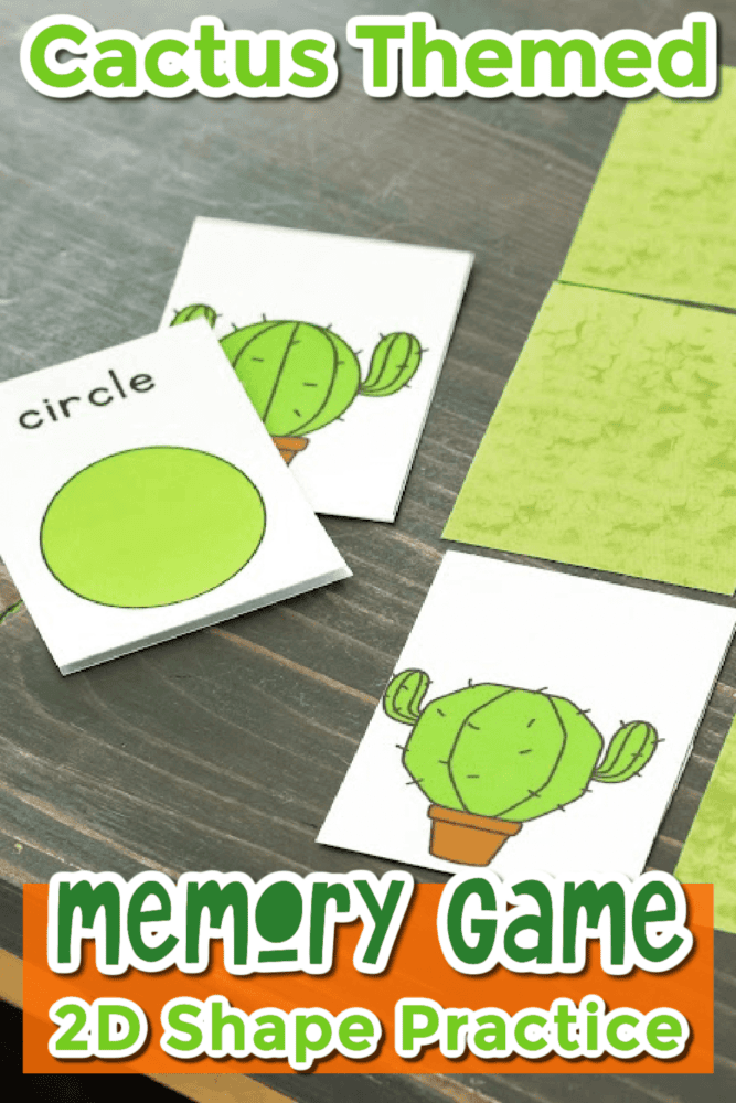 close up image of cards in a cactus theme shapes memory game.