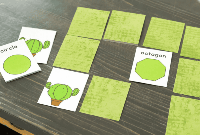 playing a cactus theme 2d shapes matching game.