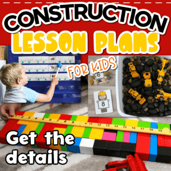 photo collage of activities for a construction themed preschool unit.