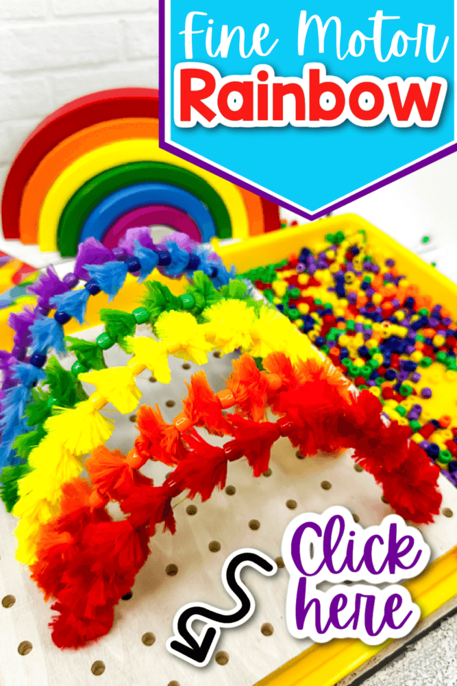 close up photo of a rainbow fine motor activity with pipe cleaners.