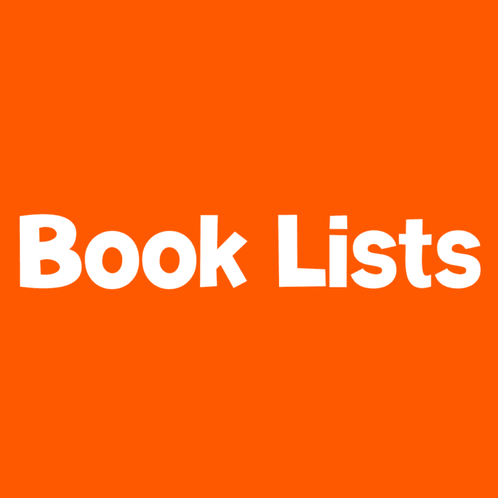 orange background with white text says 'book lists'