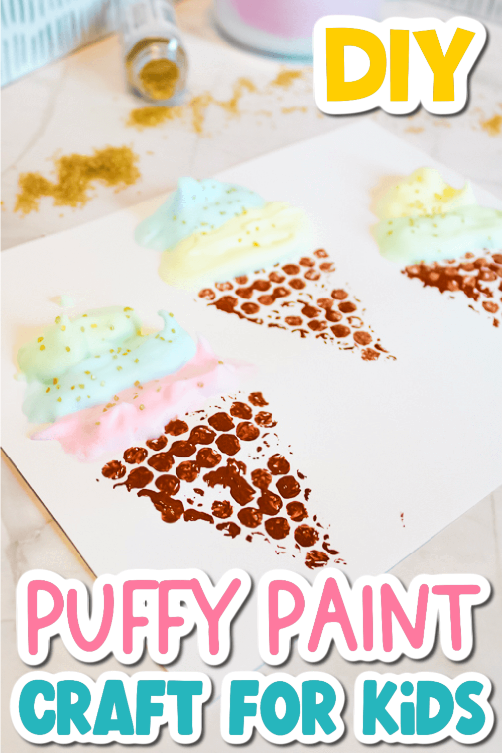 Fun DIY Puffy Paint Ice Cream Cone Art for Kids 🍦🍦