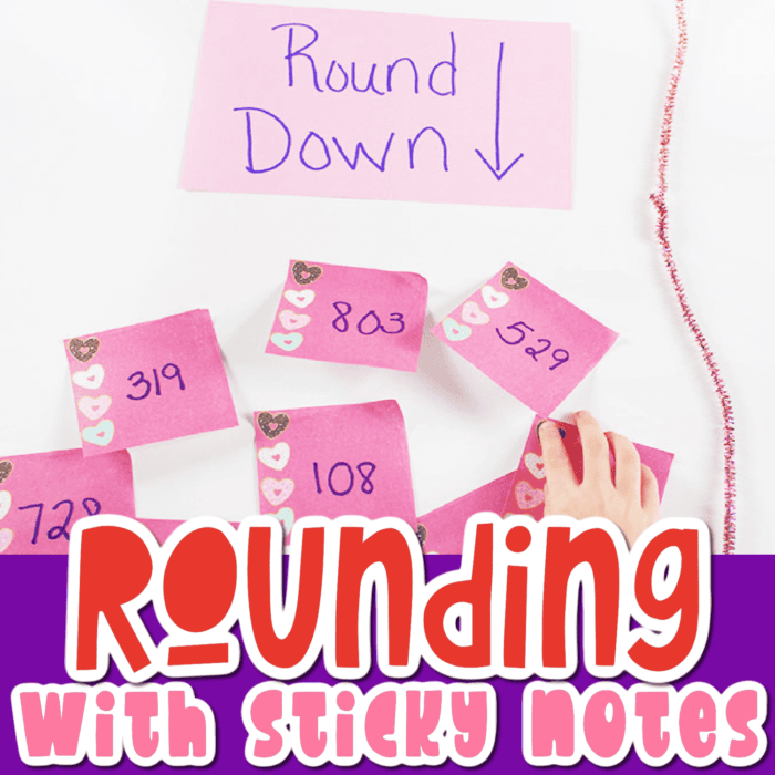 a sticky notes rounding activity for kids.