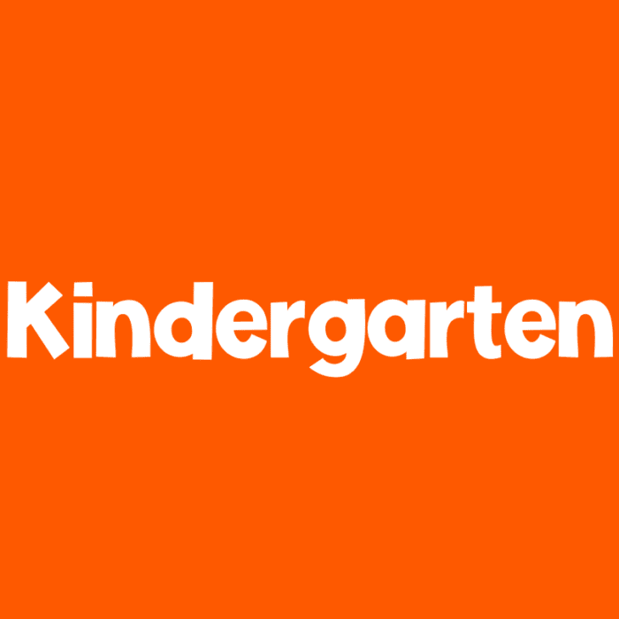 kindergarten level activities on an orange background