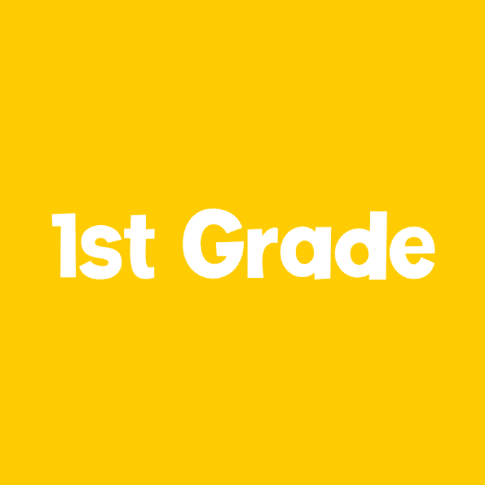 1st grade level activities icon on a yellow background