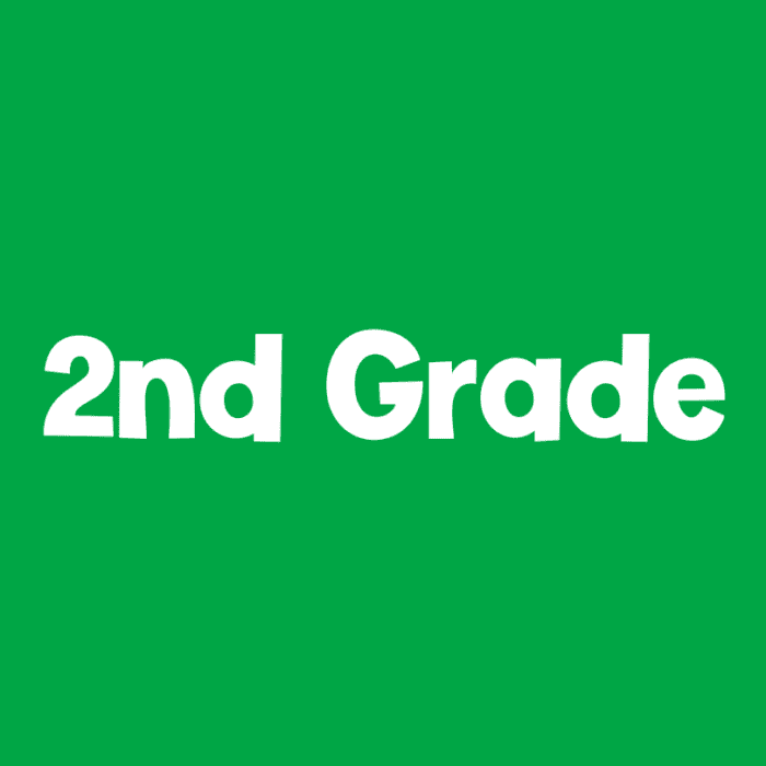 2nd grade level activities icon on a dark green background