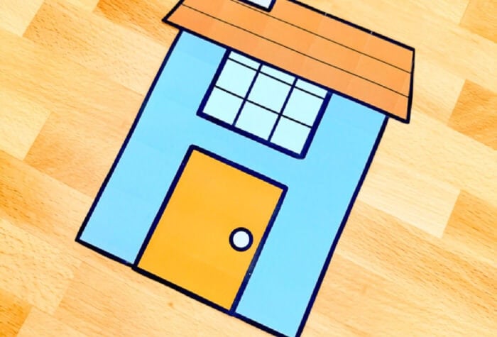 a finished letter h craft that looks like a house.