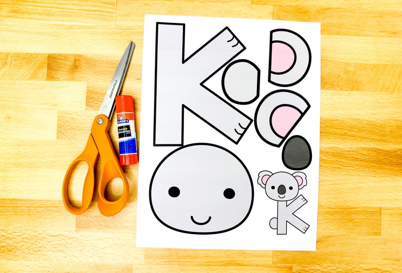 photo of free printable letter K craft alphabet activity for preschoolers