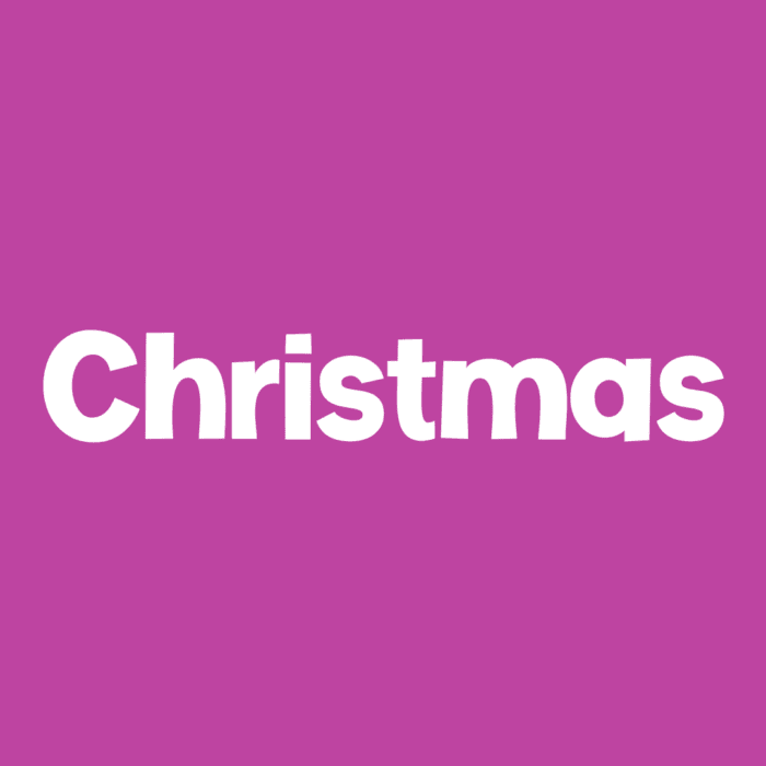 Christmas icon purple background with white text