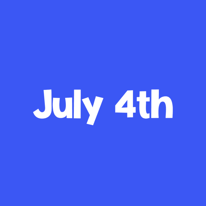 july 4th icon blue background with white text