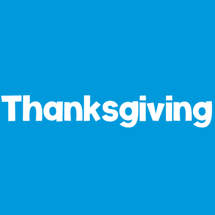 thanksgiving icon blue background with white text