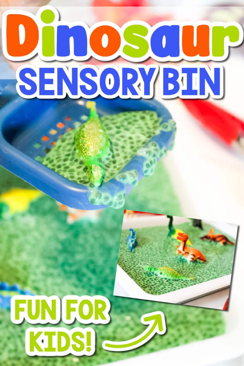 Gooey Chia Seed Dinosaur Sensory Bin for Kids