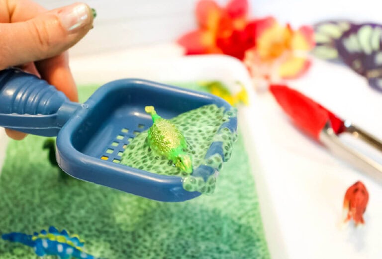 Gooey Chia Seed Dinosaur Sensory Bin for Kids