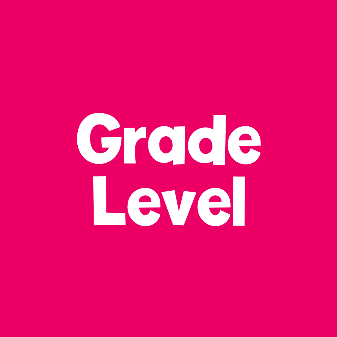pink background with white text says 'grade level'