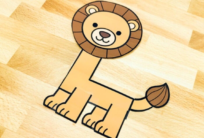 photo of a completed lion craft for the uppercase letter l.