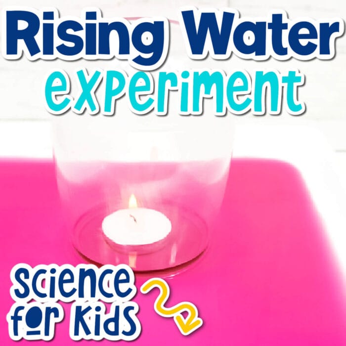 rising water science experiment candle in a glass with rising colored water