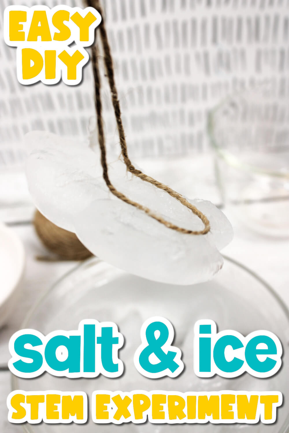 sticky ice experiment for preschoolers magically attaching string to ice using salt