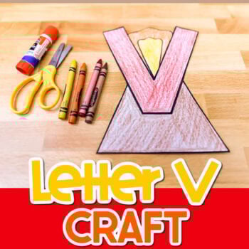 free printable uppercase letter v alphabet craft for preschoolers: v is for volcano beginning sounds craft