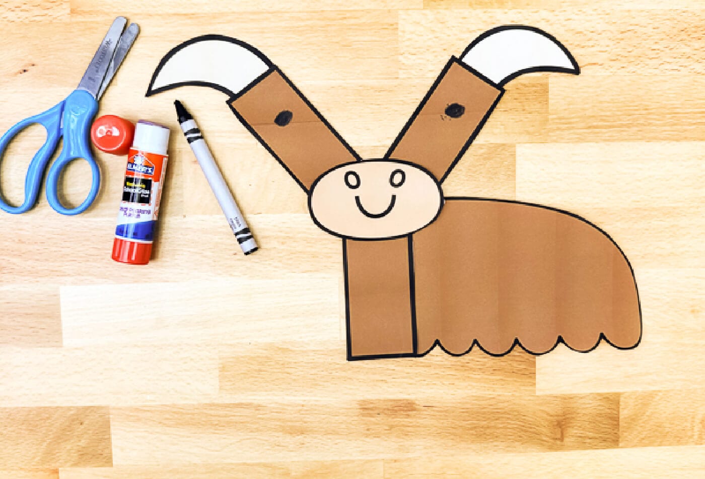 completed letter y yak craft assembled from pre-colored printable template. fun and easy alphabet activity for preschool letter recognition and fine motor practice.