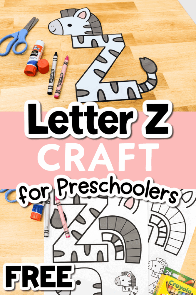 free printable uppercase letter z zebra craft with crayons, scissors, and glue stick. preschool alphabet craft idea for letter recognition and fine motor practice.